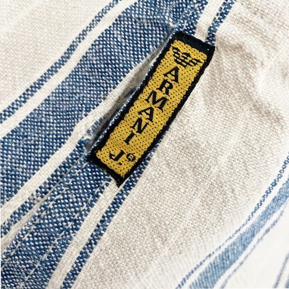 Armani Jeans Wrap Skirt Cotton Ramie Linen Blend Striped - Picture 7 of 8